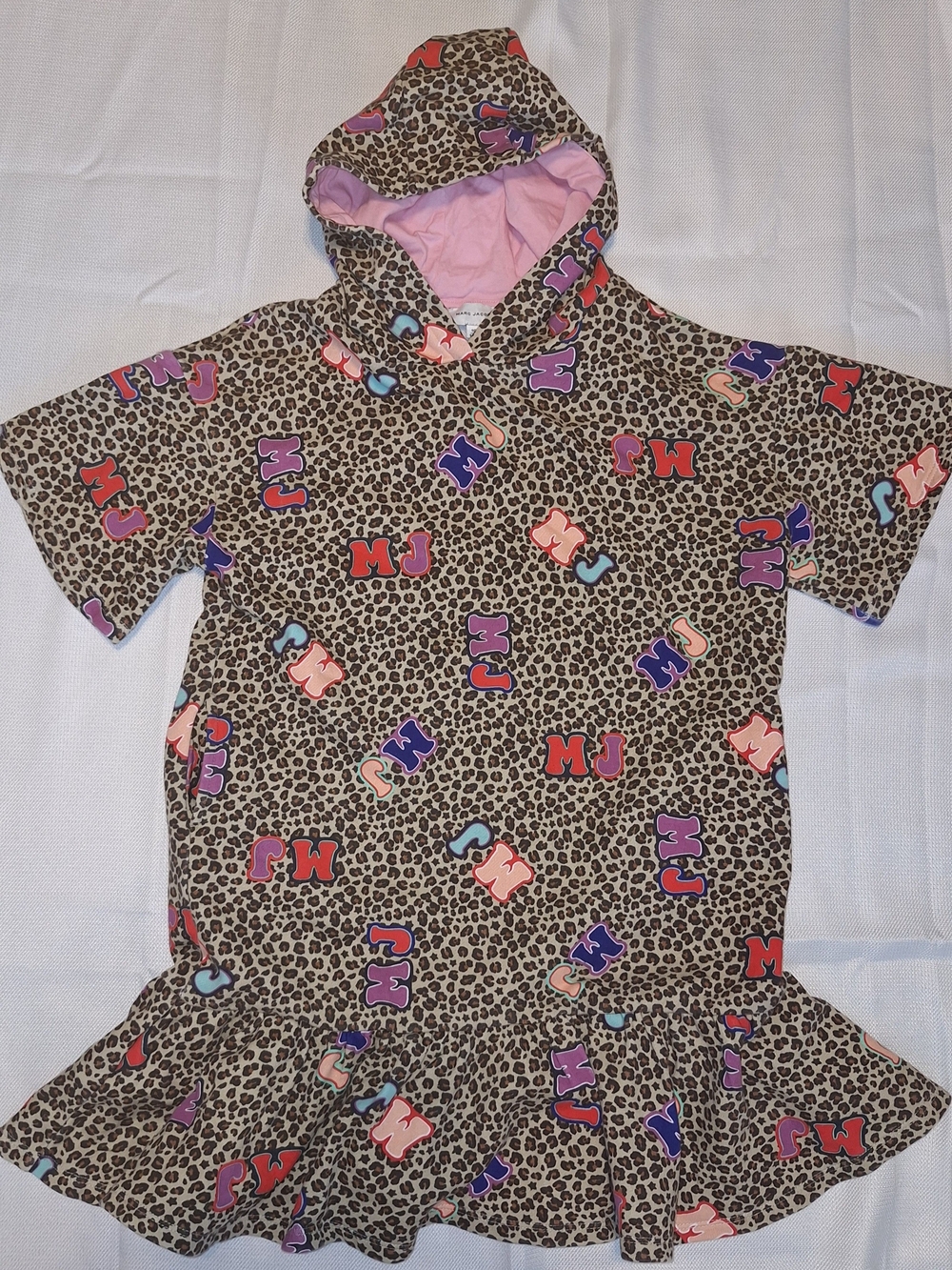 Marc Jacobs Kids Girl Leopard Dress With Hood Sz 10 Cheetah Print MJ Logo 130cm